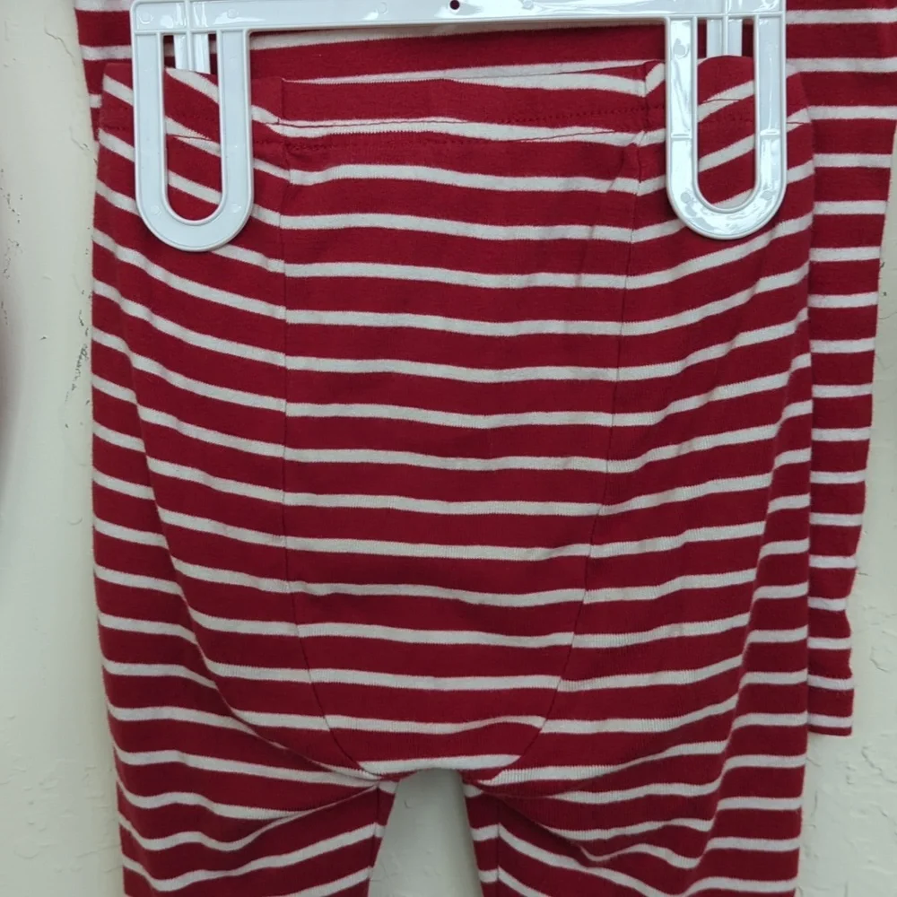 GAP Kids Red and Gray Striped Long Sleeve Henley Top and Pants Pajama Set Size 4